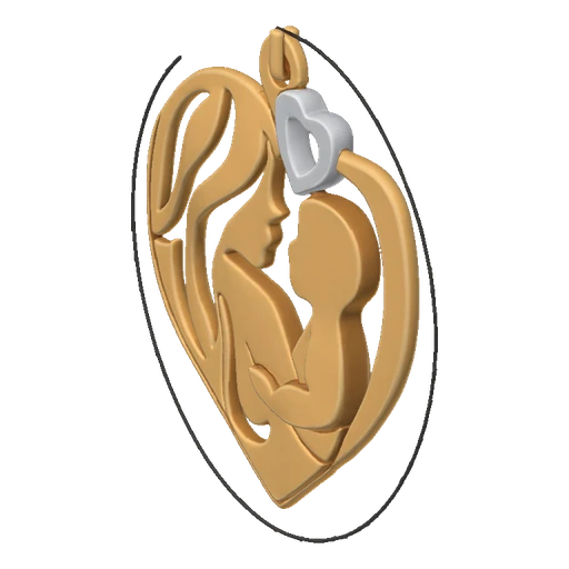 Mother and Child Heart Pendant 3D Model
