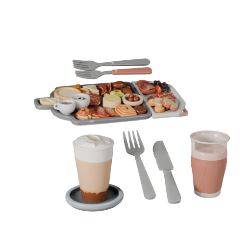 Studio Breakfast Charcuterie Board 3D Render Asset