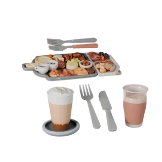 Studio Breakfast Charcuterie Board 3D Render Asset