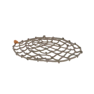 3D-Modell eines Fischernetzes mit orangefarbenem Schwimmer, Draufsicht
