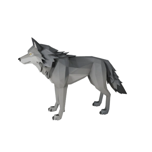 Modèle 3D de Loup Gris Low Poly - Asset de Jeu Unity avec FBX | PBR