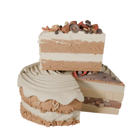 Celebration Layer Cake 3D model, three-quarter front view, Unity viewport, showing cream, sweet food silhouette.