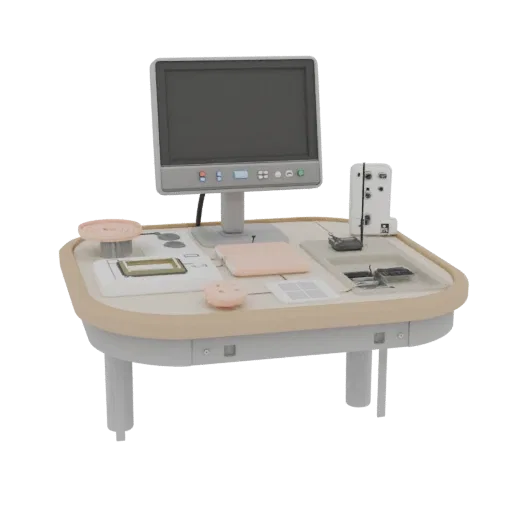 Monitor de Treinamento de Primeiros Socorros Modelo 3D Educacional, renderização de treinamento em três quartos, mostrando pl