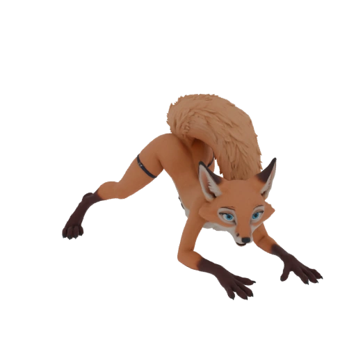 Stylized Fox Crouching 3D Model