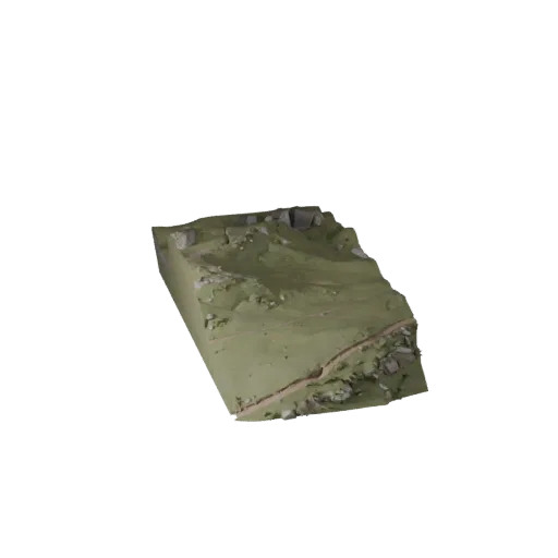 Alpine Meadow Slope High Poly 3D model, close-up cinematic environment render, showing layered soil, terrain detail.