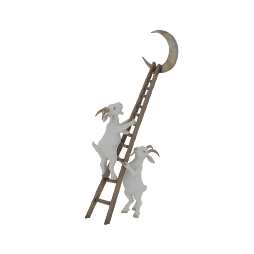 Goats Climbing Ladder to Moon