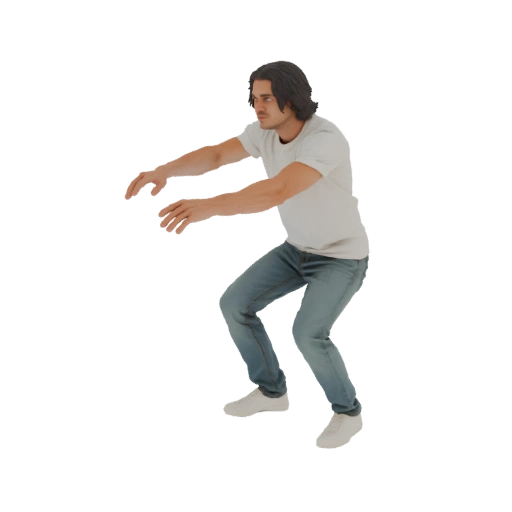 Man in Squatting Pose