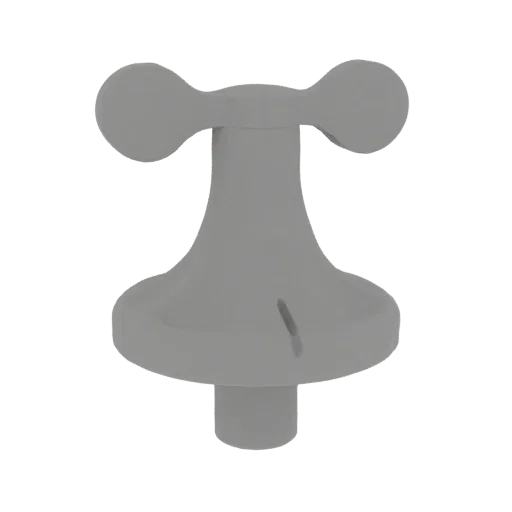 3D model render of a gray anemometer with four cups on a central post, against a black background.