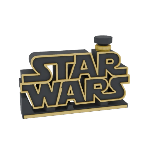 Star Wars Logo 3D Model with Gold Trim
