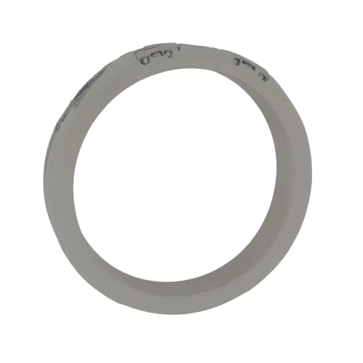Modelo 3D Anillo de Boda Signet de Platino, render de producto en estudio a tres cuartos, acabado platino.