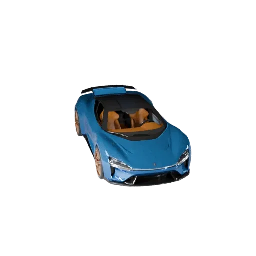 Modelo 3D de Hiperdeportivo listo para juegos, vista de estudio a tres cuartos, activo de vehículo listo para producción con