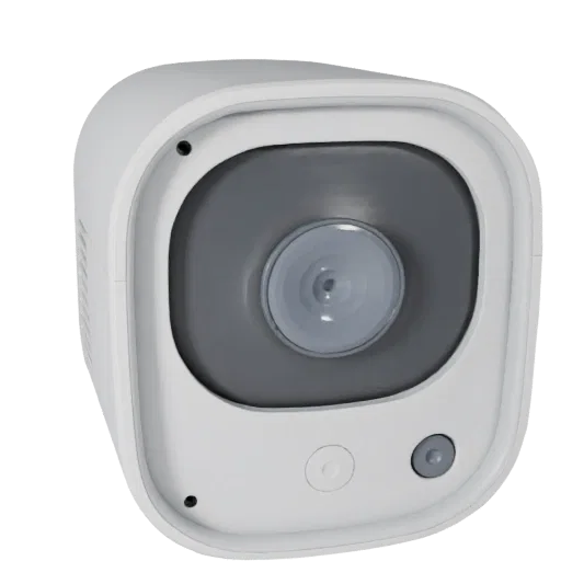 Voice Controlled Security Camera High Poly 3D model, close-up studio render, showing white plastic, form detail.