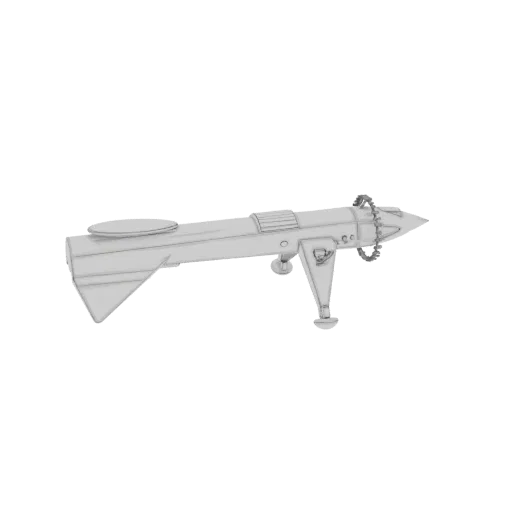 3D model of a futuristic railgun with an integrated scope, presented against a black background.
