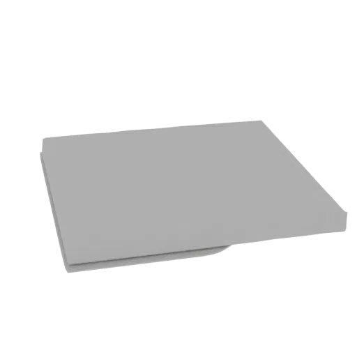3D model of a flat gray panel with variable thickness and beveled edges, lying on a black background
