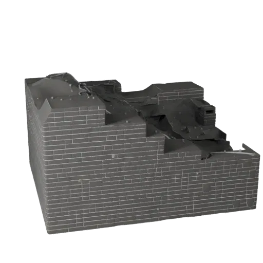 Mountain Switchback Trail Modular 3D model, isometric modular kit view, showing layered soil, rock faces.