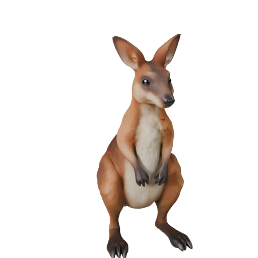 Modelo 3D de Wallaby de Desenho Animado - Ativo Estilizado para Animação | PBR