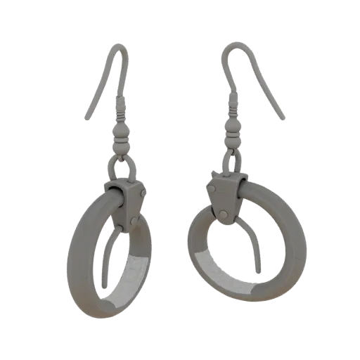 Hoop Drop Earrings scene ready 3D model, three-quarter studio render, showing earring silhouette and surface contrast.