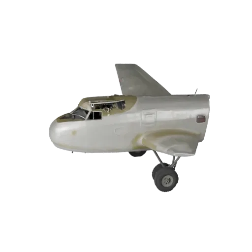 Hochpolygones Frachtflugzeug-Modell aus dem Zweiten Weltkrieg, Nahaufnahme im Studio, hochpolygones Fahrzeug-Asset mit Transp
