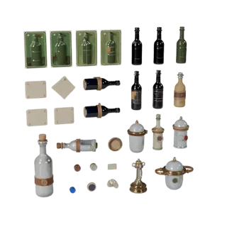 Market Bottle Group 3D Model for Game Engine Levels
