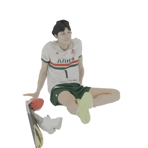 Young Man Sitting with Volleyball Uniform