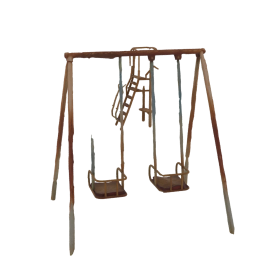Rusted Playground Swing Set with Slide