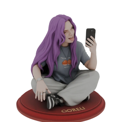Girl with Purple Hair Taking a Selfie