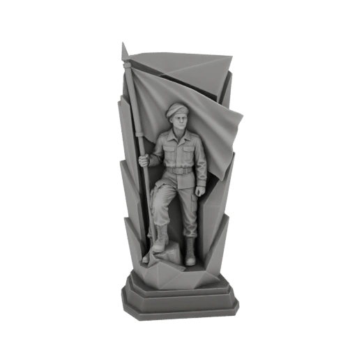 Soldier with Flag Monument 3D Model