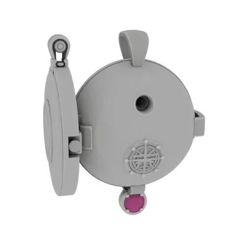 Gold Symbolic Locket 3D model, three-quarter front view, AR viewer studio render, gold finish.