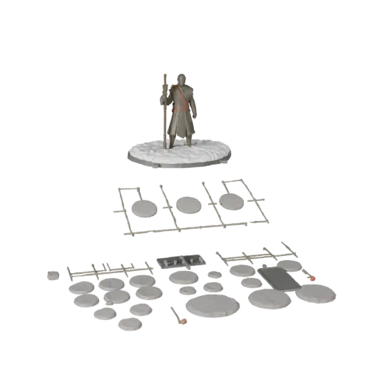 Snow Oval Base modular kit 3D model preview showing rim shape, top-down kitbash view, height and ground texture