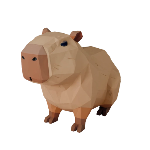 Modelo 3D de Capibara Poligonal Bajo - Asset de Juego para Unity con FBX | PBR