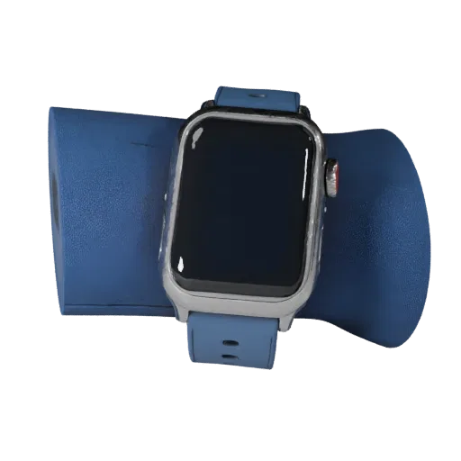 Digital Smartwatch Case High Poly 3D model, close-up studio render, showing metal cases, wrist scale.