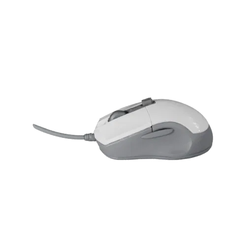 Rgb Mouse Product Viz 3D model, three-quarter studio product render, showing plastic shells, desktop scale.