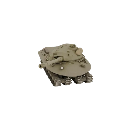 Renderização do modelo 3D do tanque pesado soviético T-35 com múltiplos canhões, visto de um ângulo frontal de três quartos contra um fundo branco.