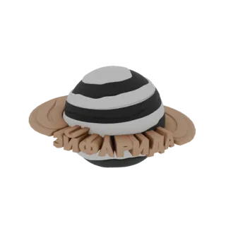 Striped Planet with Rings and Cyrillic Text