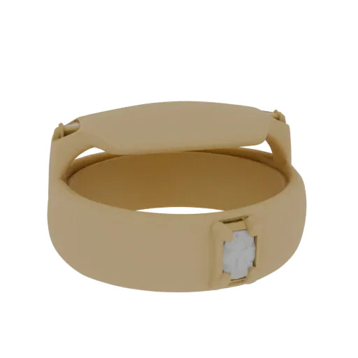 Signet Wedding Band print ready 3D model, front-three-quarter studio render, showing ring form, surface, and scale cues.