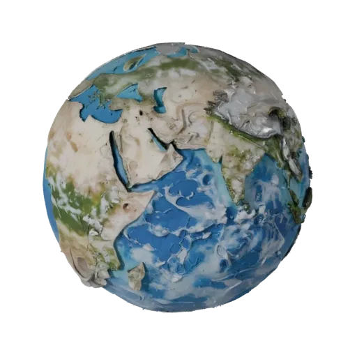 Earth Like Planet GLB viewer ready 3D model, turntable hero render, with clean topology and PBR shading on the world.