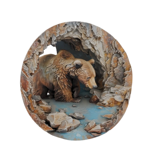 Grizzly Bear in Cave Diorama