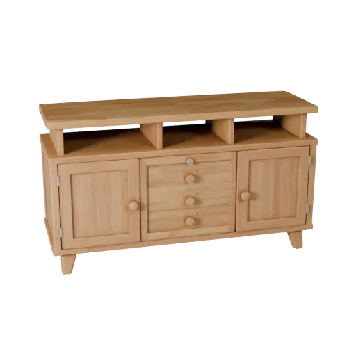 Shaker Sideboard Stylized 3D model, dining room, stylized isometric render, painted wood detail.