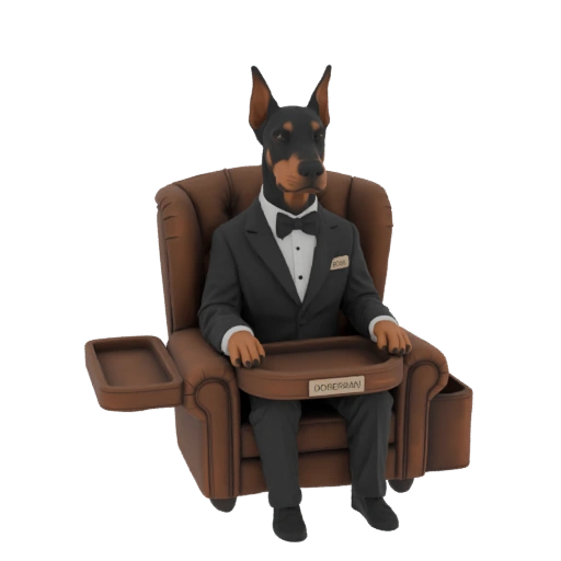 Doberman in Tuxedo Armchair 3D Model