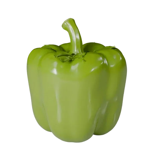 Market Bell Pepper Printable 3D model, isometric STL render, showing leaf veins, clear vegetable silhouettes.