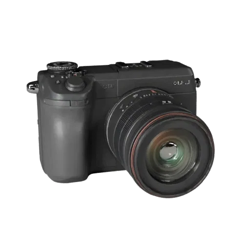 Cinema Video Camera Product Viz 3D model, three-quarter studio product render, showing textured grips, lens barrels.