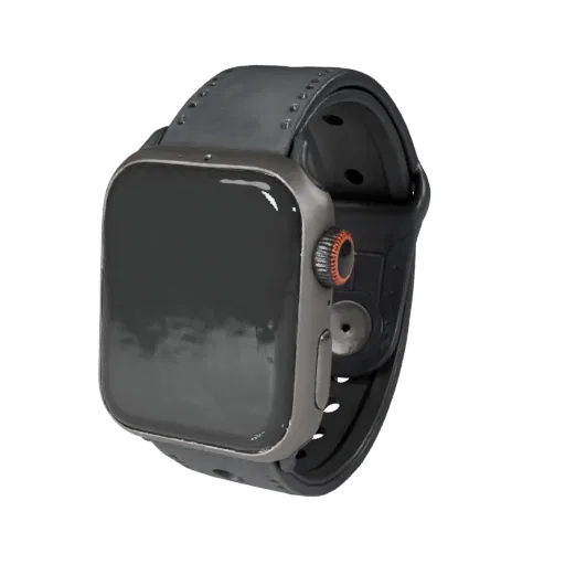 Luxury Smartwatch Realistic 3D model, three-quarter studio render, showing silicone, wearable fit.