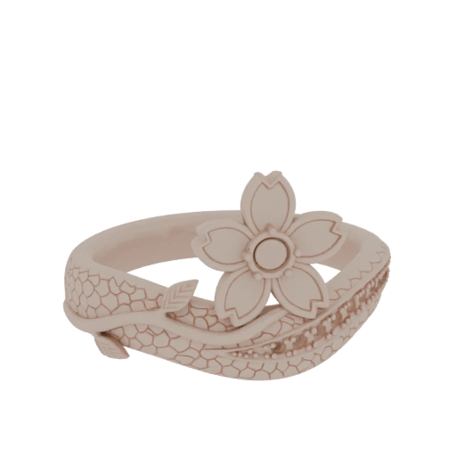 Cherry Blossom Ring with Dragon Scale Band