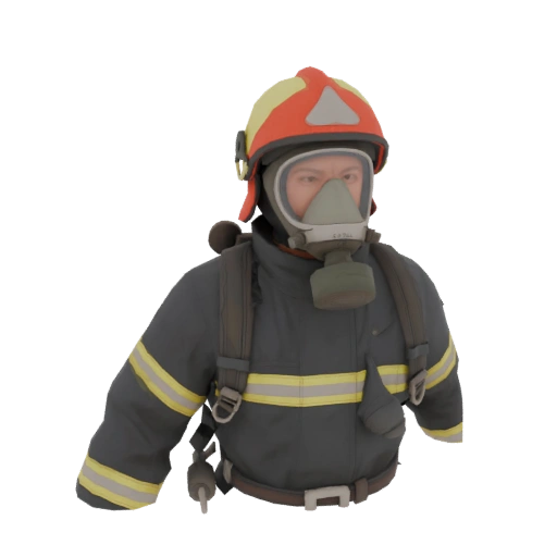 3D model of a firefighter in full gear