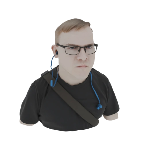 Man with Glasses and Earbuds