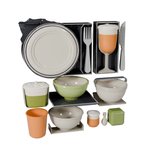 Stylized Picnic Salad Bowl Set 3D Casual Game Asset