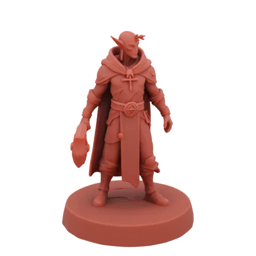 Miniatura STL de Clériga Tiefling de Fantasia Sombria, renderização de mesa em três quartos, miniatura de conjuradora imprimí