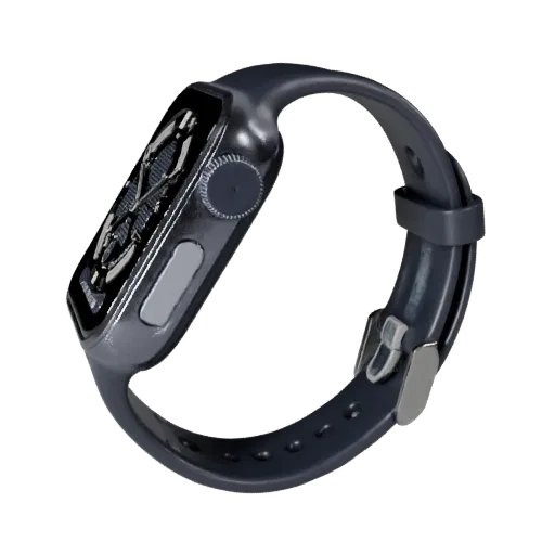 Luxury Clip Tracker 3D model, three-quarter front view, AR viewer studio render, showing silicone, wearable fit.