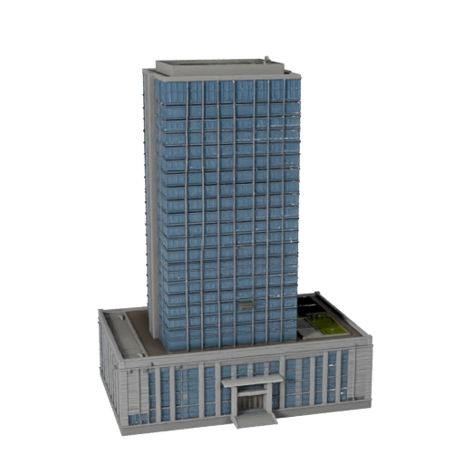 Modello 3D Grattacielo Uso Misto Low Poly per Giochi e VR