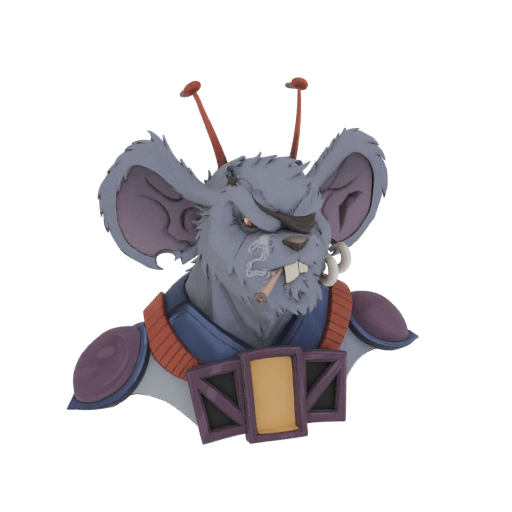 Grumpy Mouse Warrior 3D Model